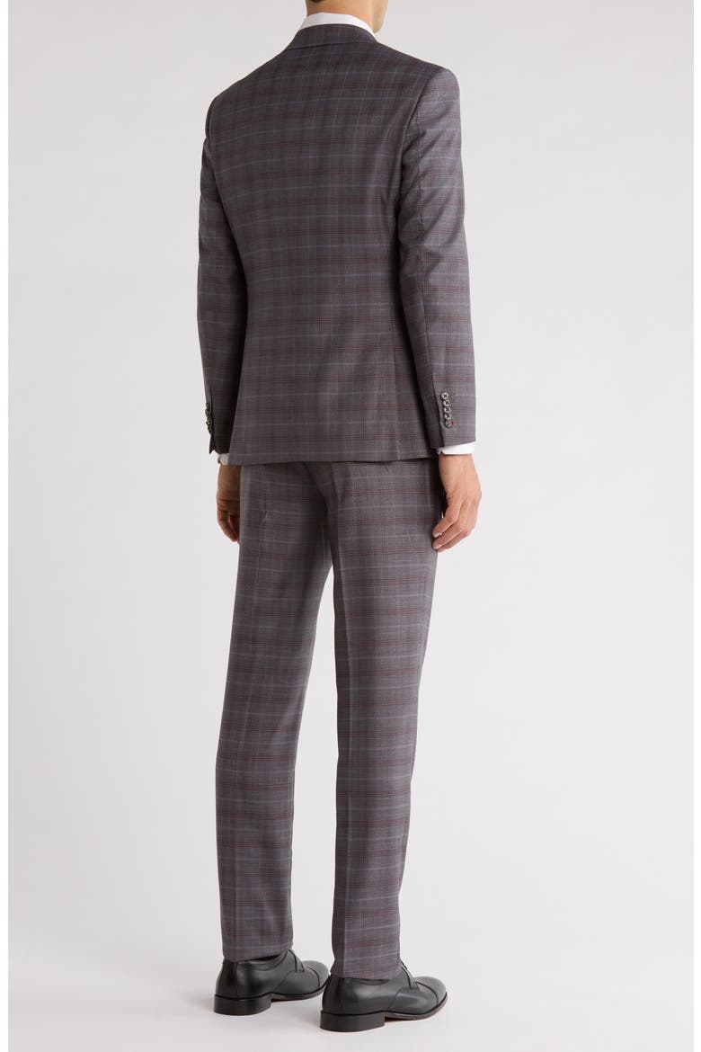 Trim Fit Plaid Two-Piece Suit, Alternate, color, GRAY
