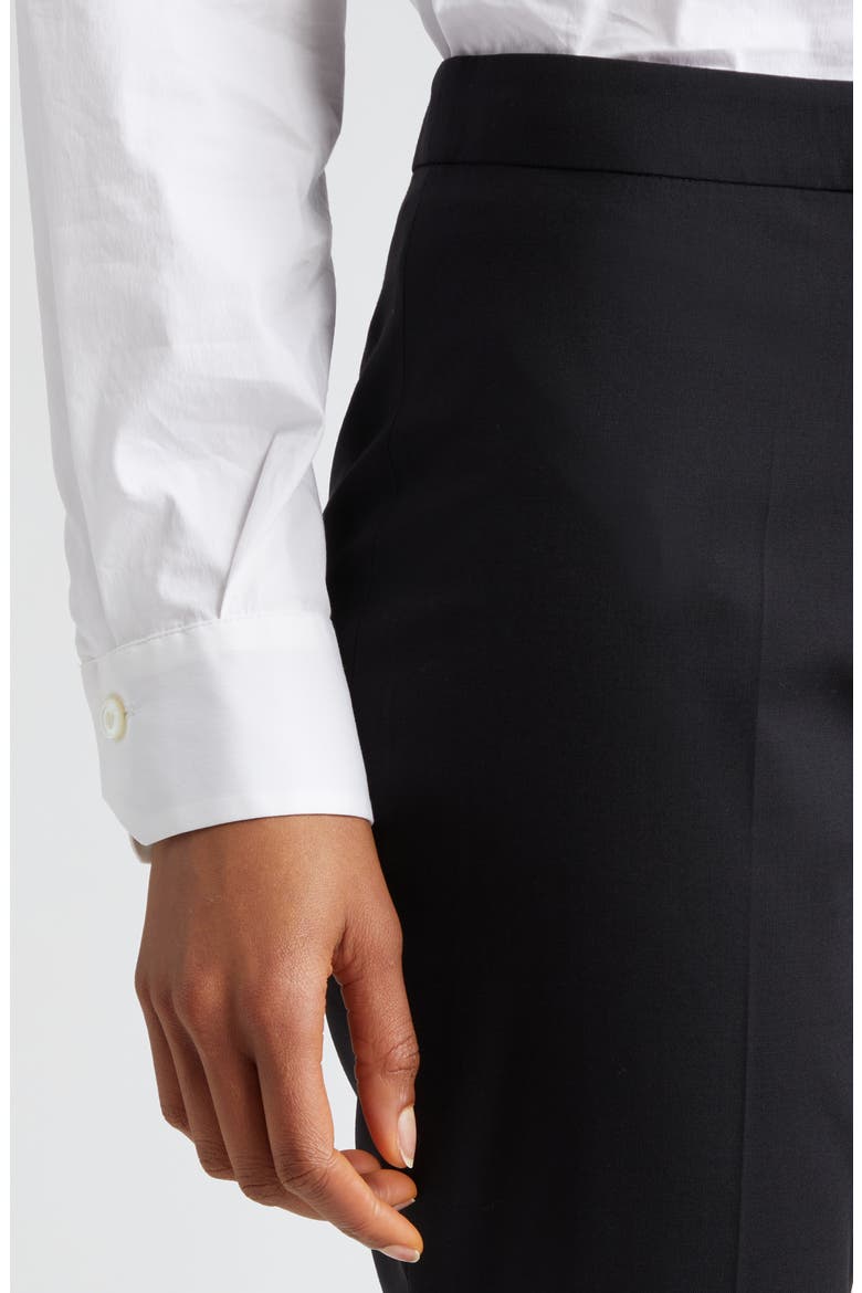 Slim Fit Virgin Wool Blend Trousers, Alternate, color, BLACK