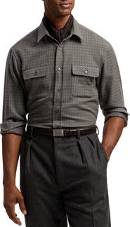 Ralph Lauren Purple Label Cooper Tattersall Check Cotton Flannel Button-Up Shirt