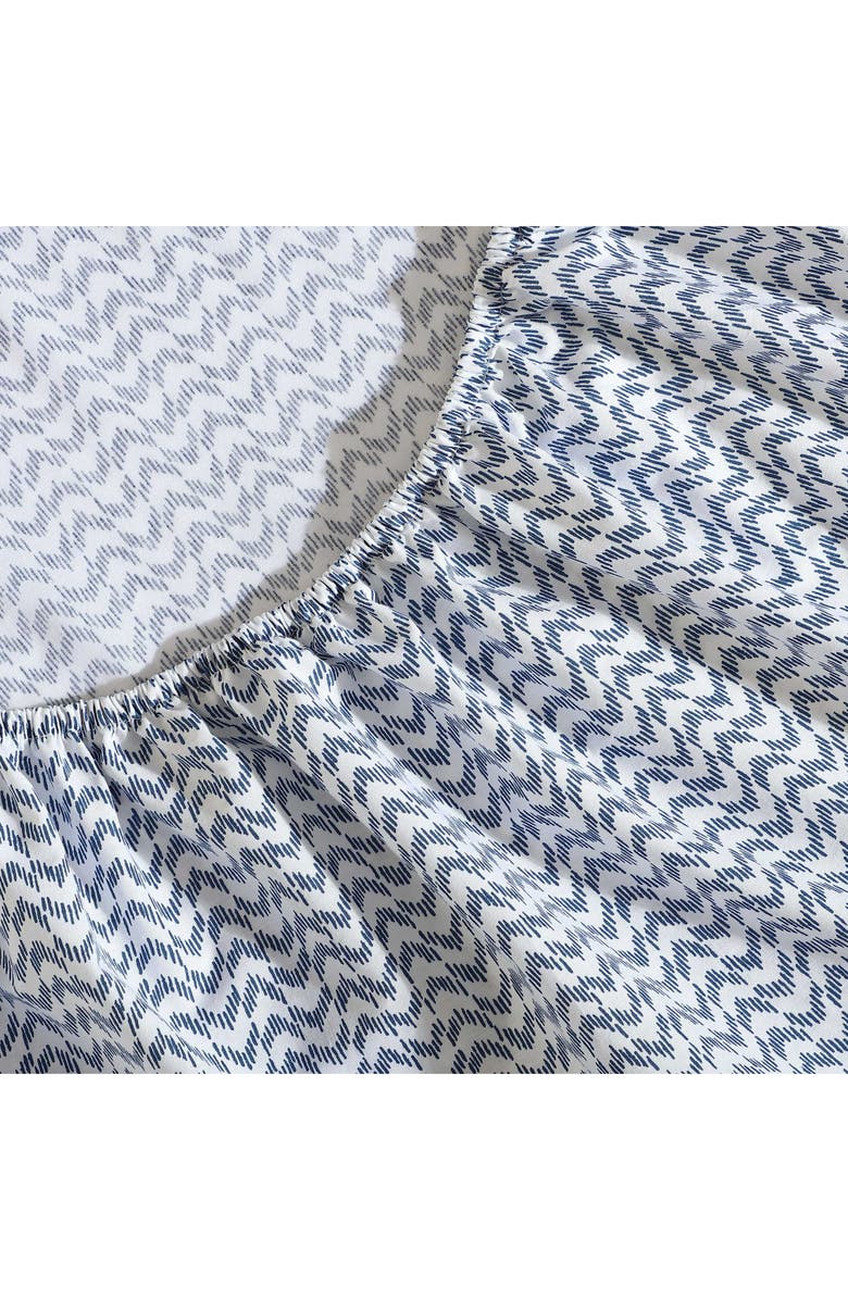 Nautica Ikat Wave 200 Thread Count Cotton Percale Sheet Set, Alternate, color, Blue