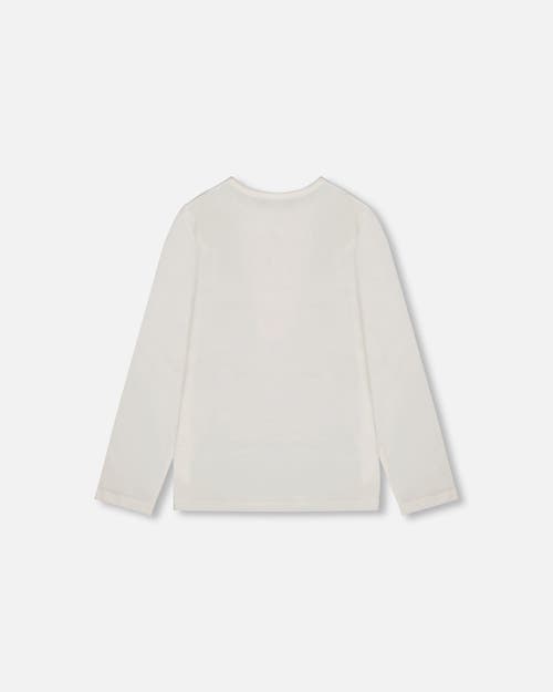 Deux Par Deux Organic Cotton Long Sleeve T-shirt With Hot Chocolate In White