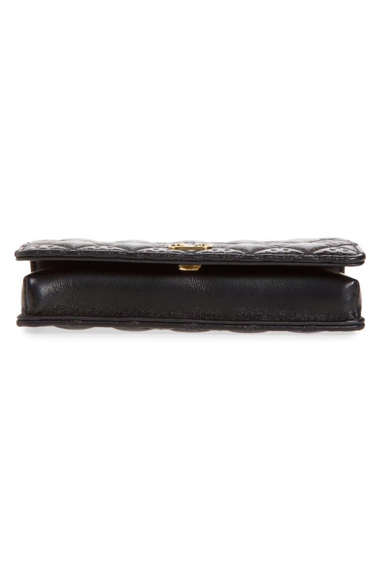Flutterby Quilted Leather Wallet on a Chain, Alternate, color, BLACK