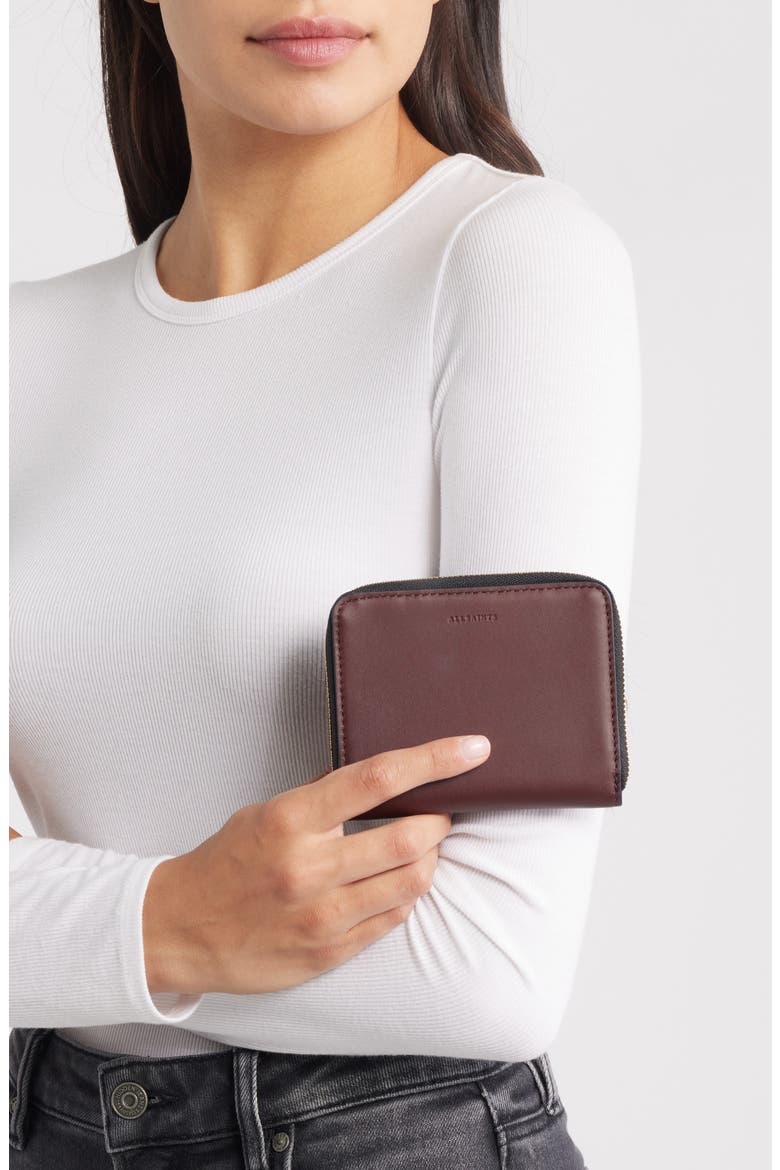 Lena Hex Leather Zip Wallet, Alternate, color, DARK RED