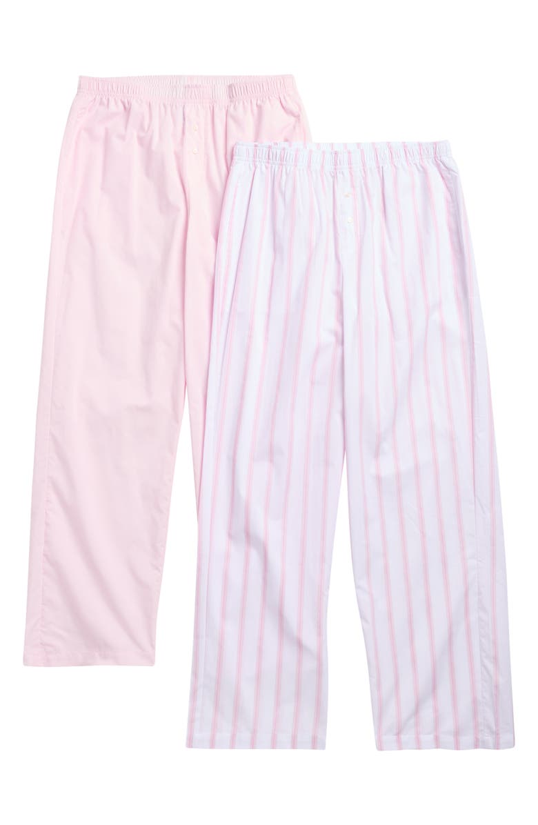 YOGALICIOUS 2-Pack Straight Leg Lounge Pants, Main, color, Stripe Blossom/ Blossom