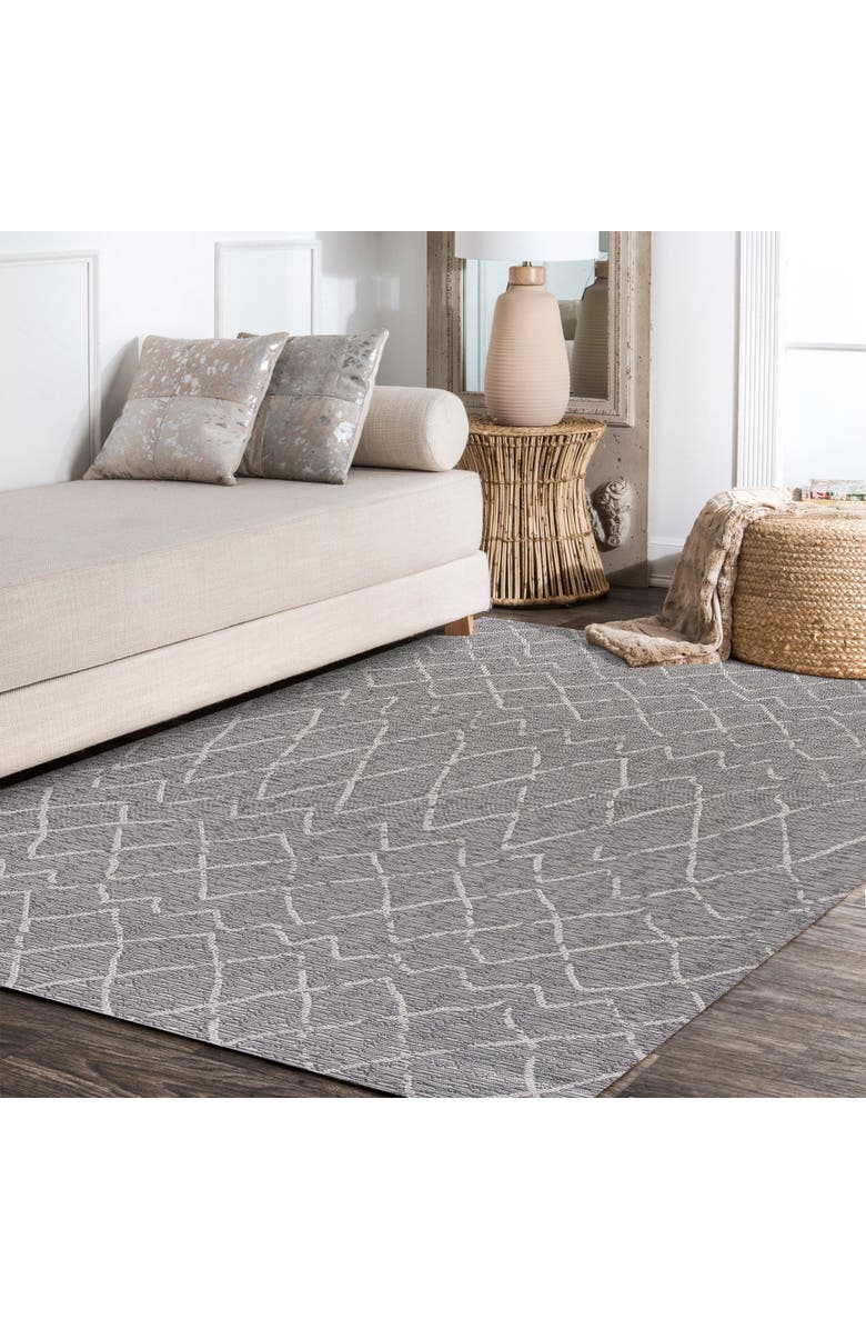 JONATHAN Y Madaba Moroccan Trellis Indoor/Outdoor Area Rug, Alternate, color, Gray/Cream