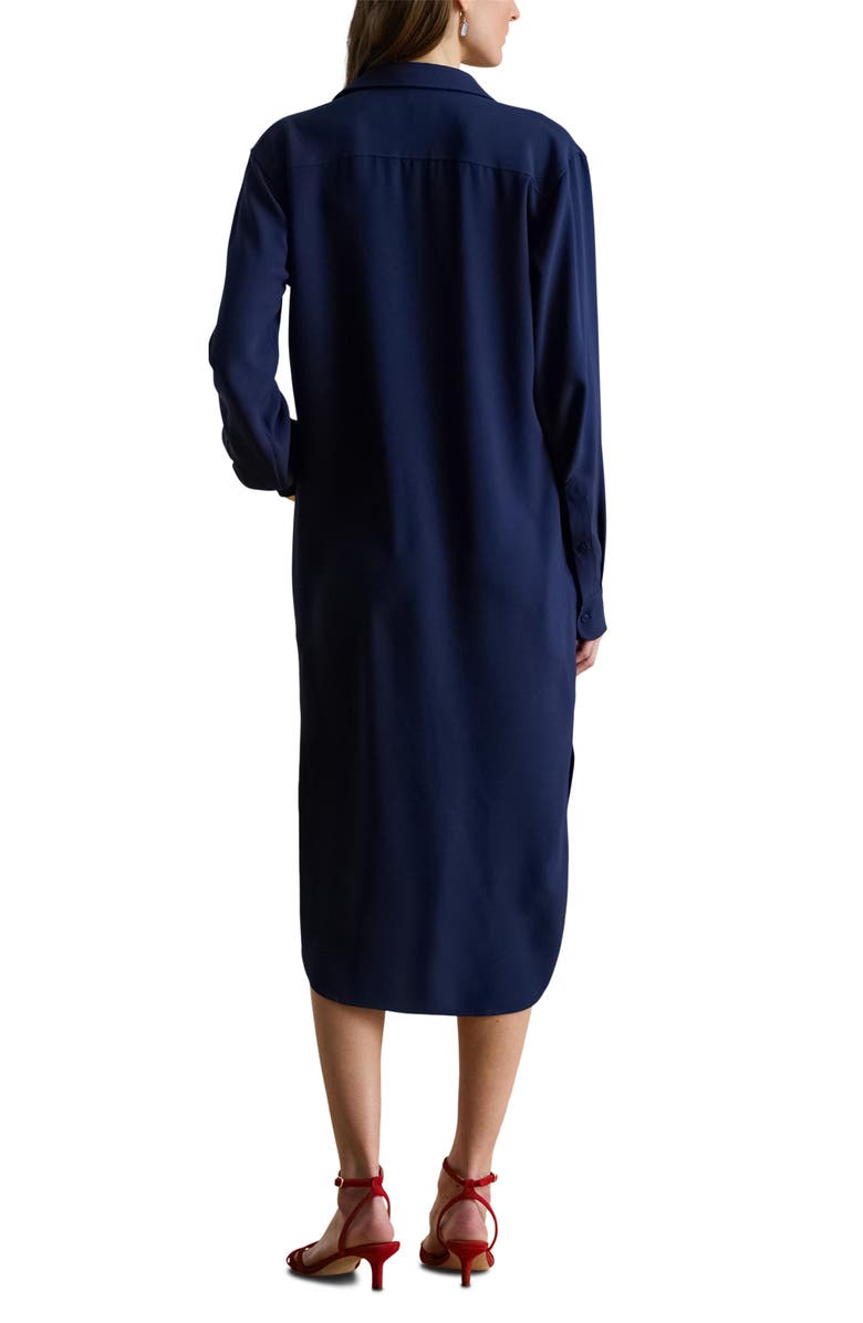 Lauren Ralph Lauren Long Sleeve Double Faced Georgette Shirtdress, Alternate, color, Refined Navy Blue