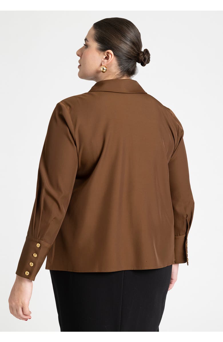 ELOQUII Pointed Collar Button Up Shirt, Alternate, color, Carafe