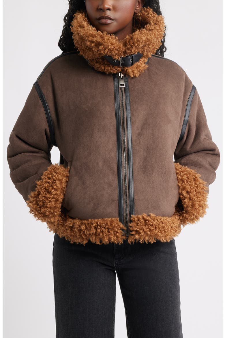 Faux Shearling Jacket, Alternate, color, BROWN QUARTZ
