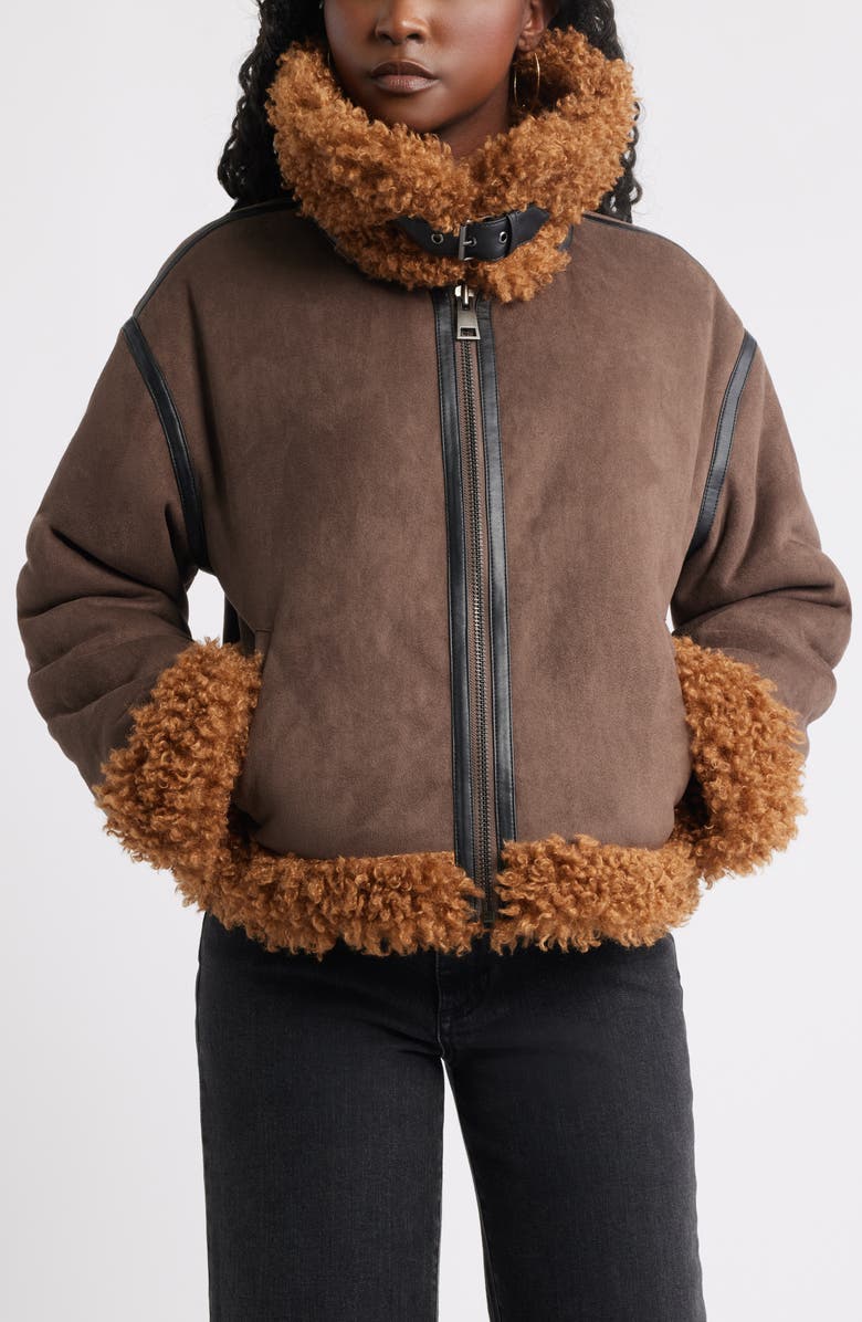 Treasure & Bond Faux Shearling Jacket, Alternate, color, Brown Quartz