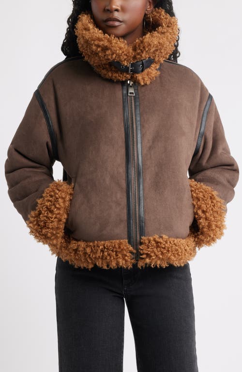 Treasure & Bond Faux Shearling Jacket In Gray