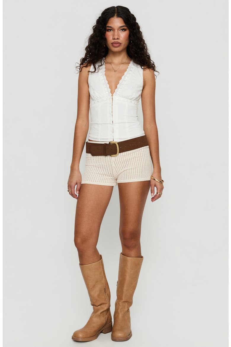 Speechless Eyelet Lace Trim Cotton Tank, Alternate, color, WHITE