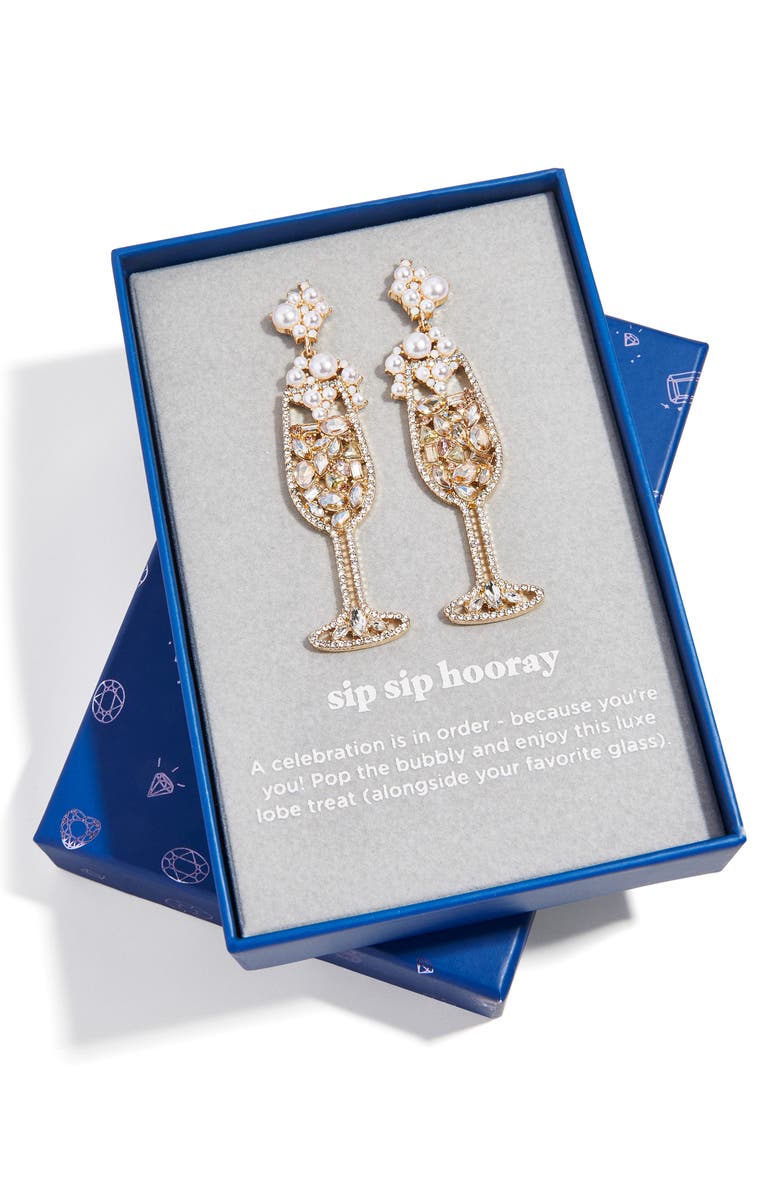 BaubleBar Sip Sip Hooray Champagne Drop Earrings, Alternate, color, 