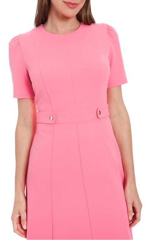 Shop London Times Short Sleeve Fit & Flare Midi Dress In Pink