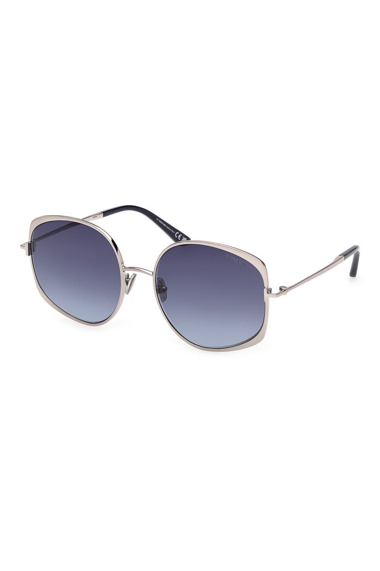Abbey 58mm Round Sunglasses, Alternate, color, RUTHENIUM NAVY / GRADIENT BLUE