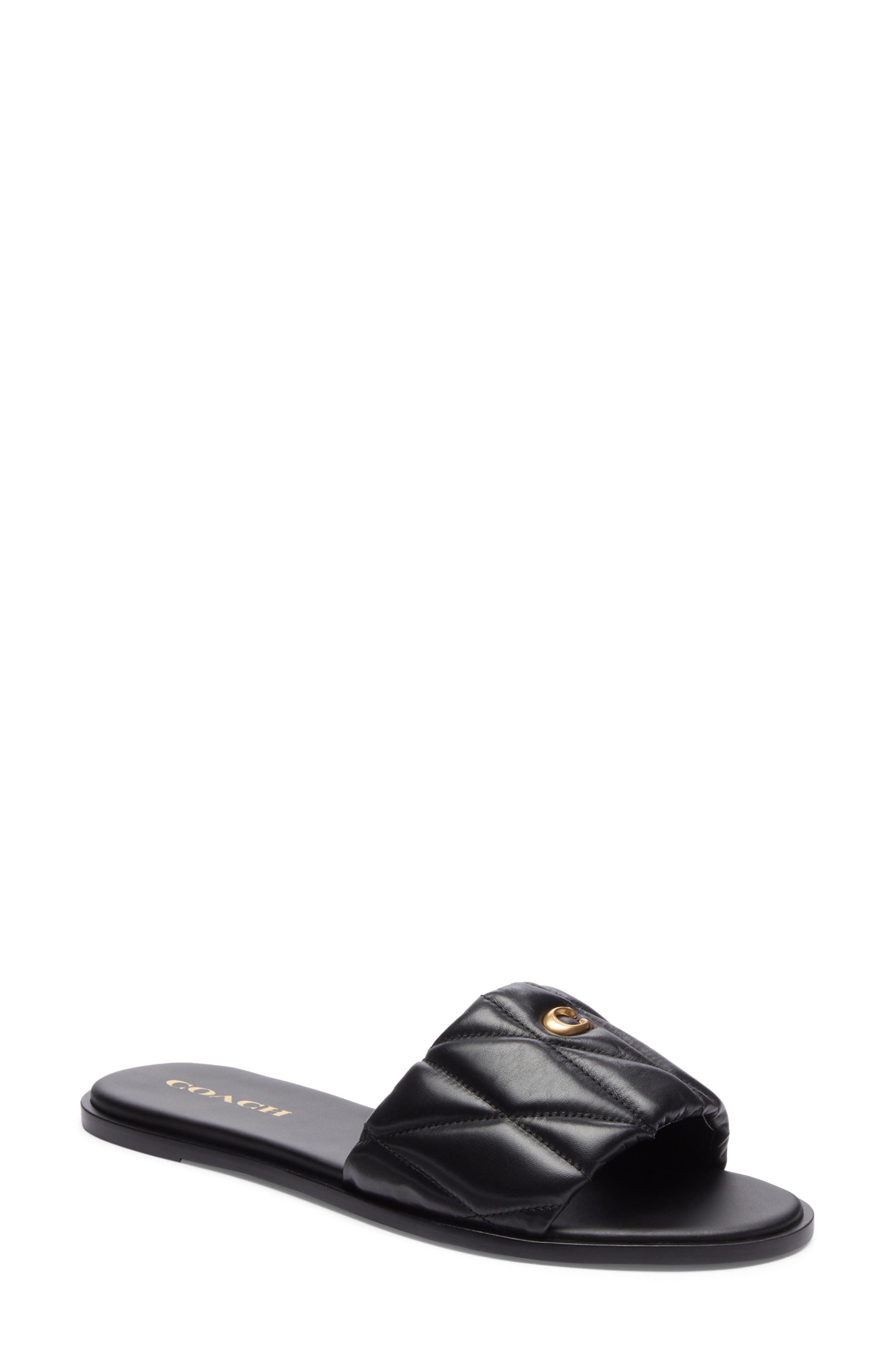 COACH Quilted Flat Slide Sandal, Main, color, 