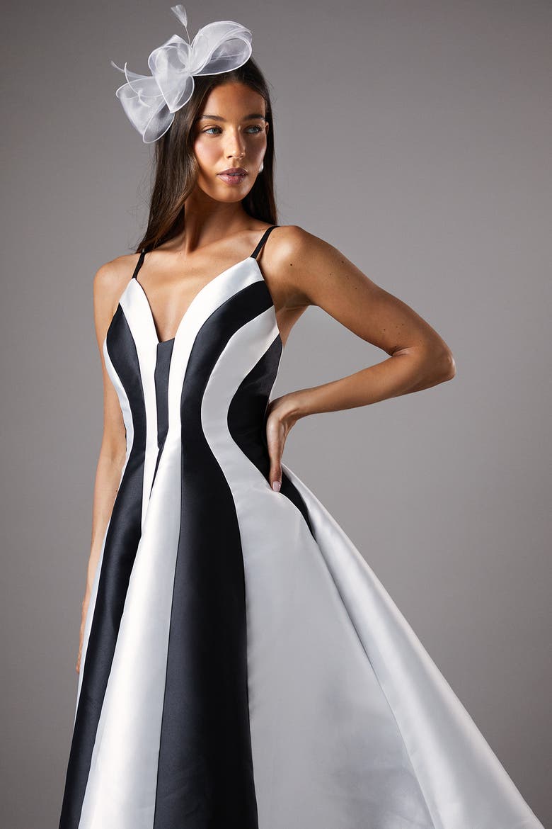Contrast Panel Midi Dress, Alternate, color, Mono
