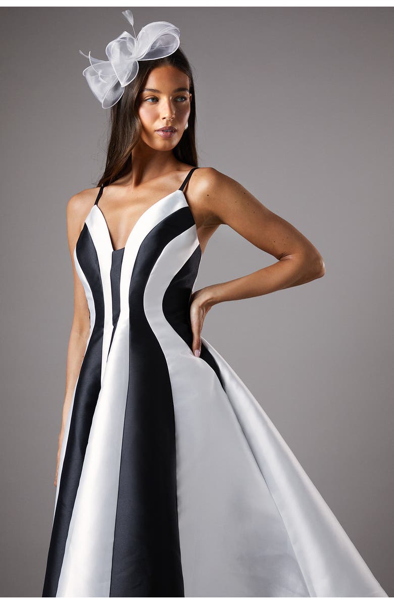 Coast Midi Contrast Panel Dress, Alternate, color, Mono