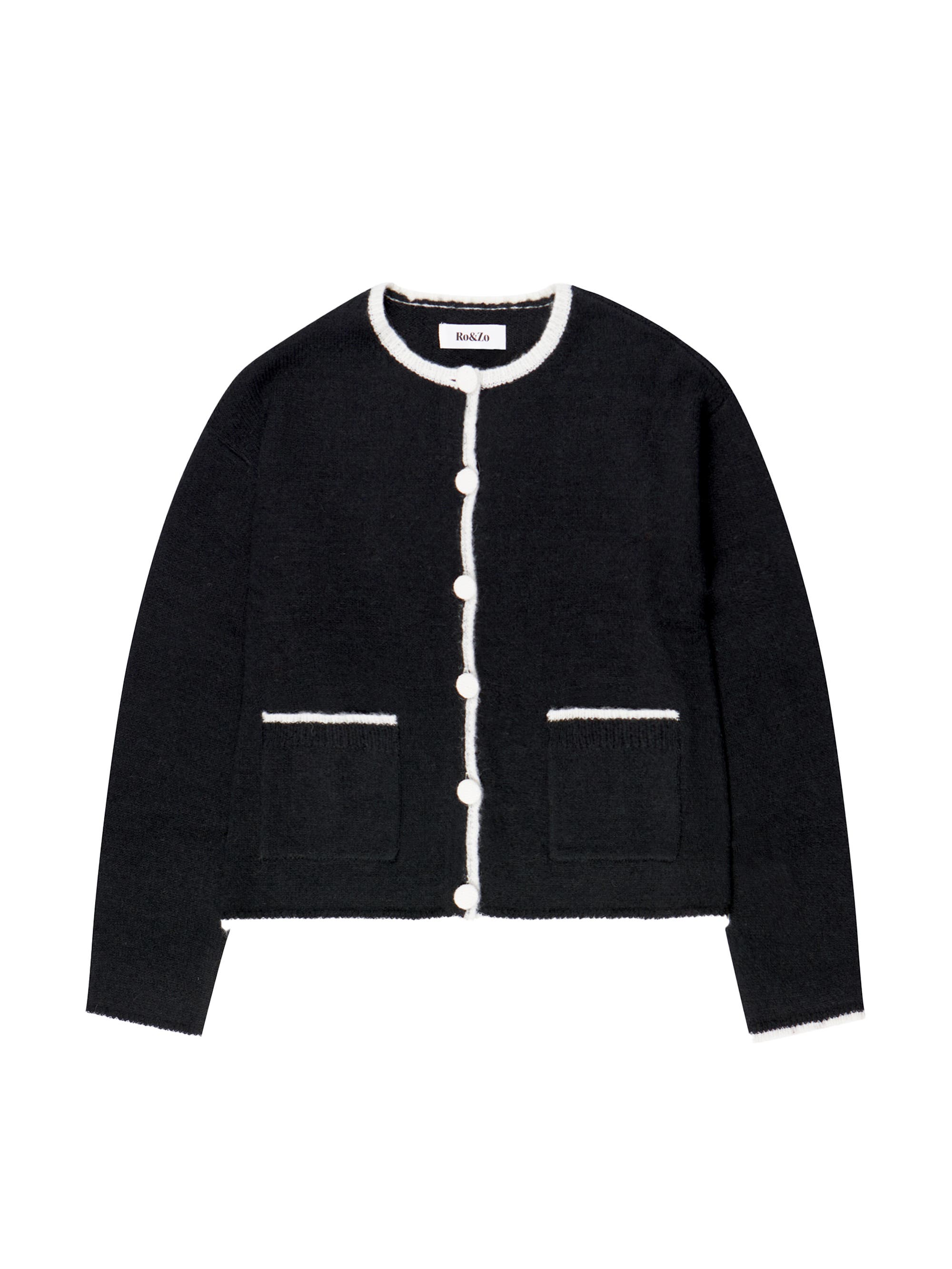 Long Sleeve Crew Neck Contrast Cardigan - image 2