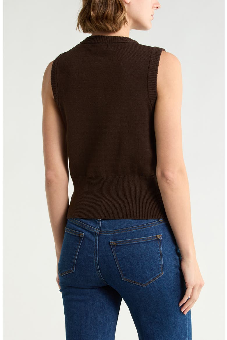 Button Sweater Vest, Alternate, color, CHOCOLATE