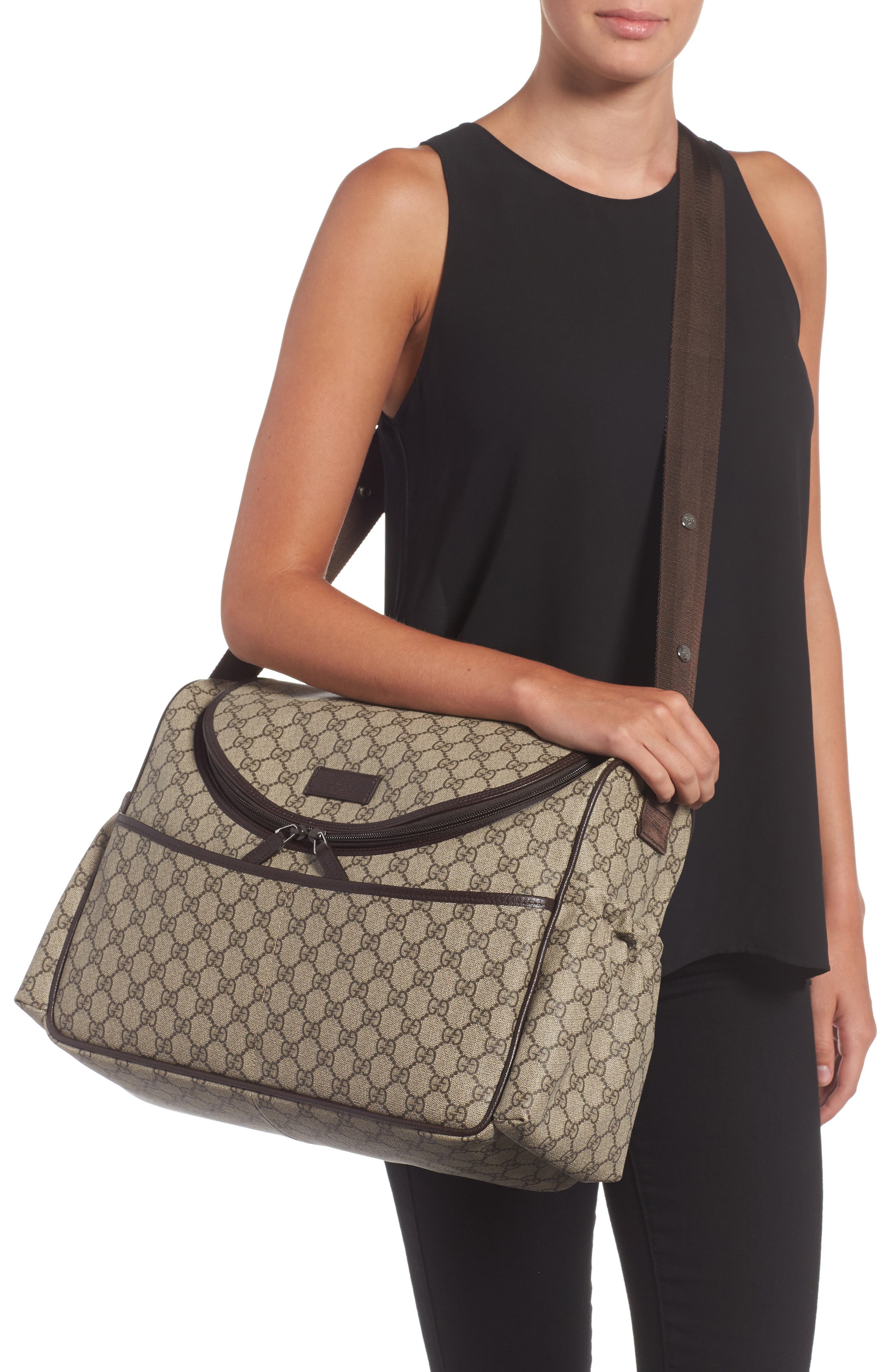 Gucci Double G Logo Diaper Bag, Alternate, color, 