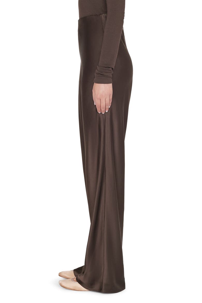 Wide Leg Pull-On Silk Pants, Alternate, color, ESPRESSO