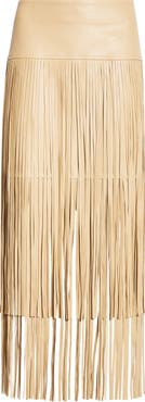 L'AGENCE Karolina Fringe Tiered Midi Skirt