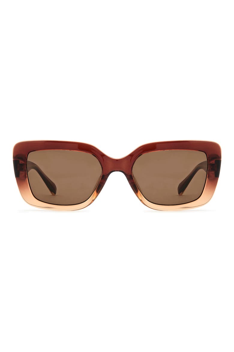52mm Gradient Rectangular Sunglasses, Main, color, BROWN/ BROWN
