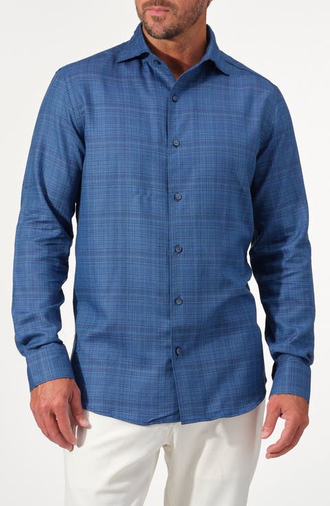 Textured Cotton Button-Up Shirt