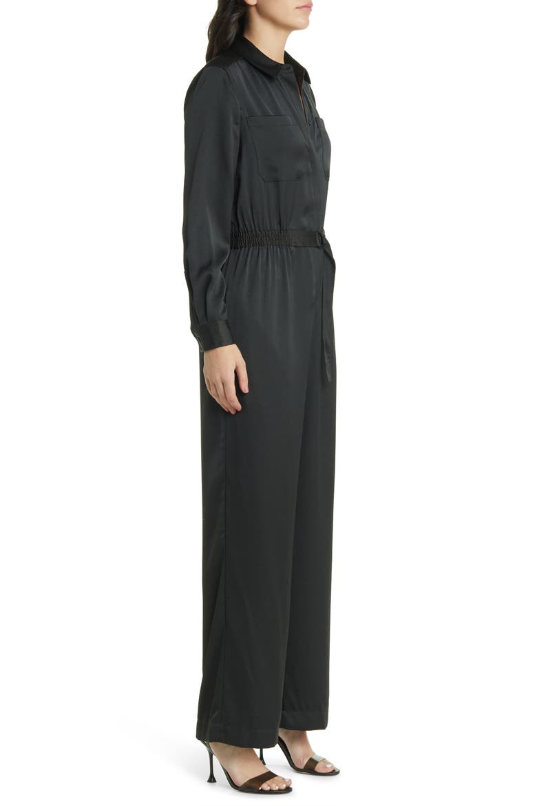 Enid Long Sleeve Satin Jumpsuit, Alternate, color, DARK SLATE