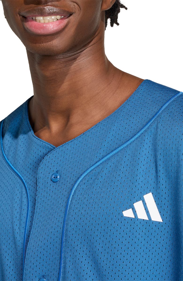 adidas Stadium Mesh Baseball Shirt, Alternate, color, Dusky Petrol/ Ray Blue/ White