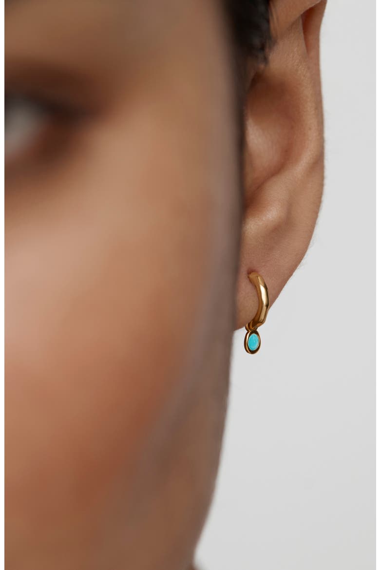Birthstone Huggie Hoop Earrings, Alternate, color, 18K GOLD VERMEIL/ TURQ