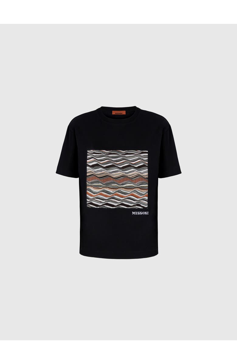 Missoni Short Sleeve T-shirt With Knit Insert And Logo, Main, color, Black