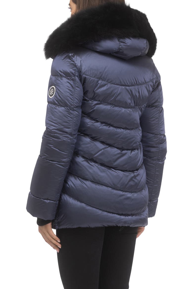 Apres-Ski Jacket With Detachable Toscana Hood Trim, Alternate, color, OCEAN BLUE/BLACK