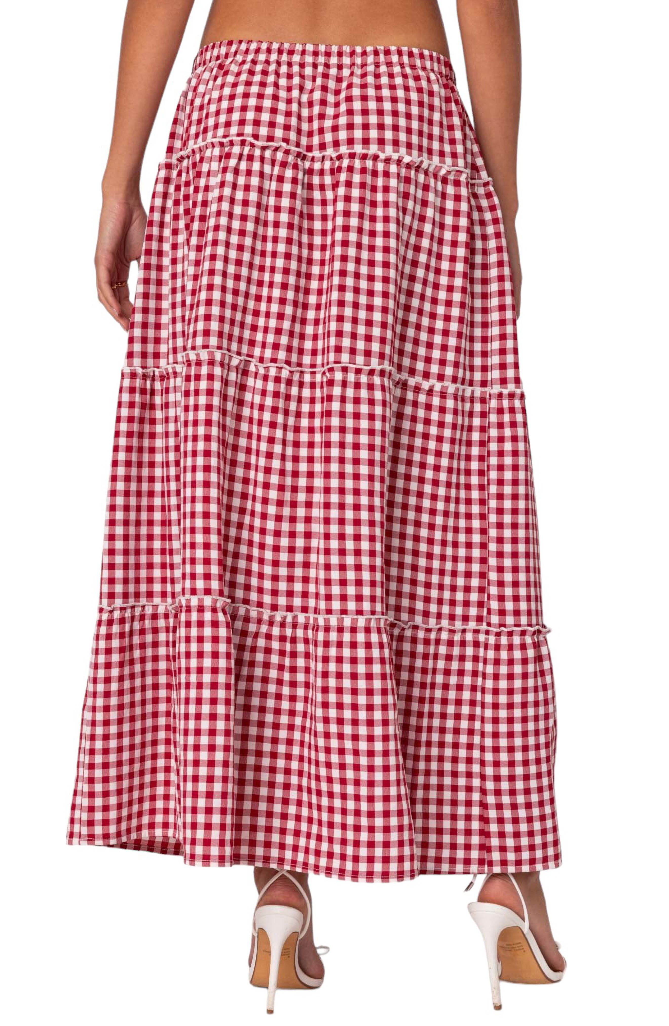 Gingham Tiered Maxi Skirt - image 2
