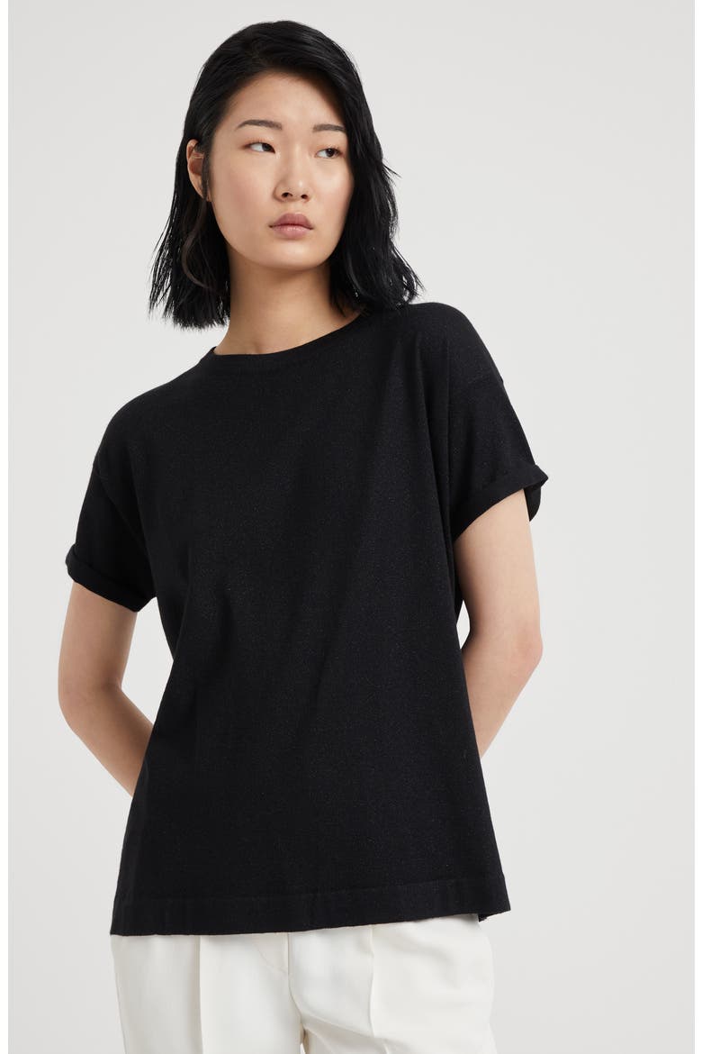 Cashmere and silk lightweight sweater, Alternate, color, Black