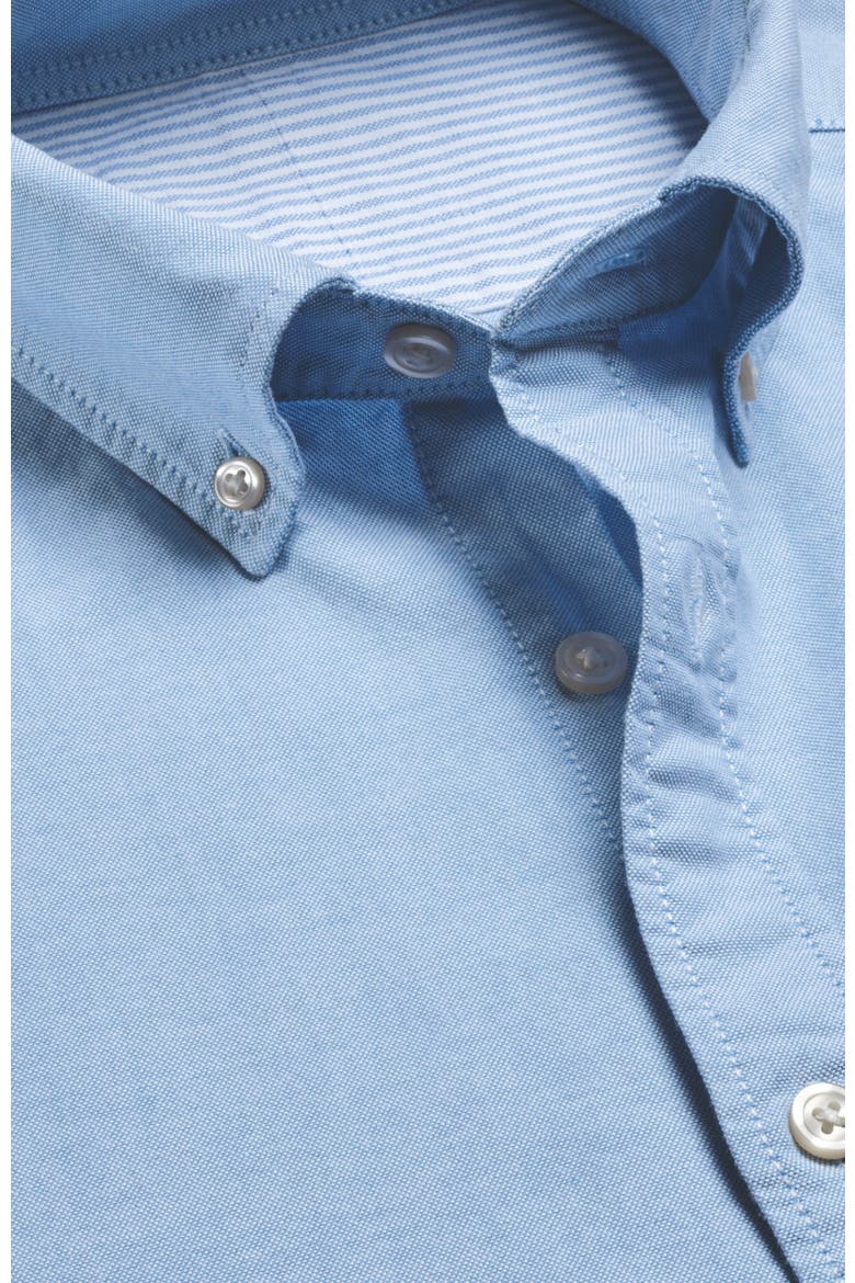 Plain button-down stretch washed Oxford shirt, Alternate, color, Sky Blue