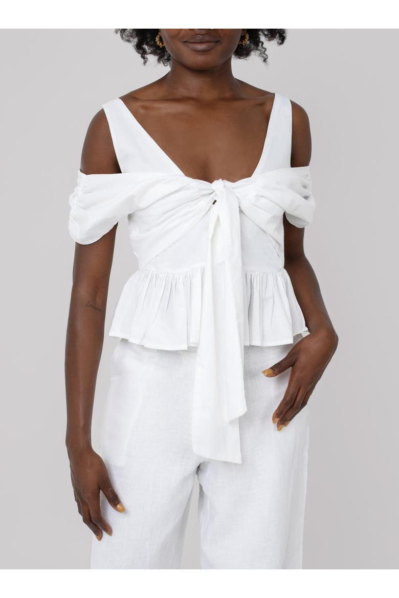 Usha Poplin Peplum Top, Main, color, White