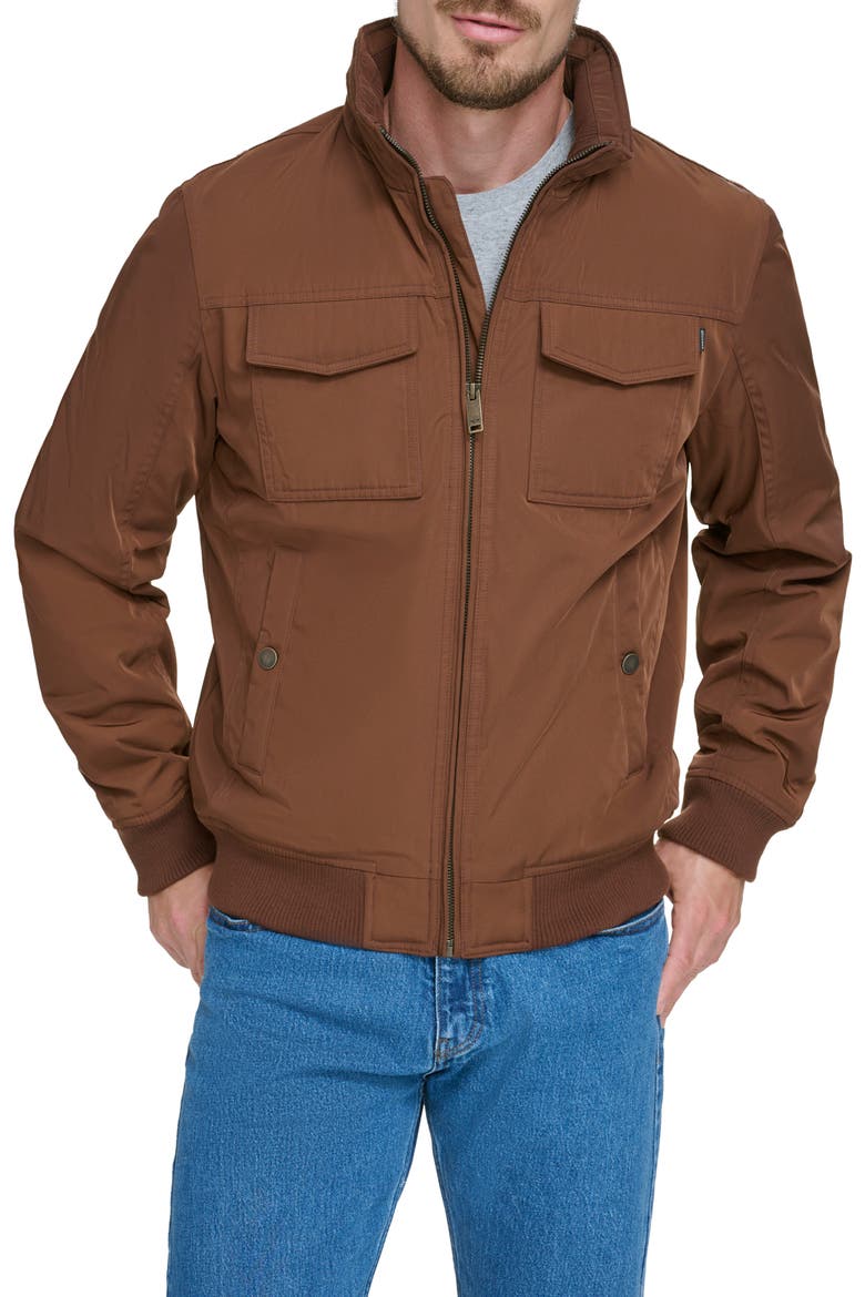 Quilted Lined Flight Bomber Jacket, Alternate, color, CHOCOLATE