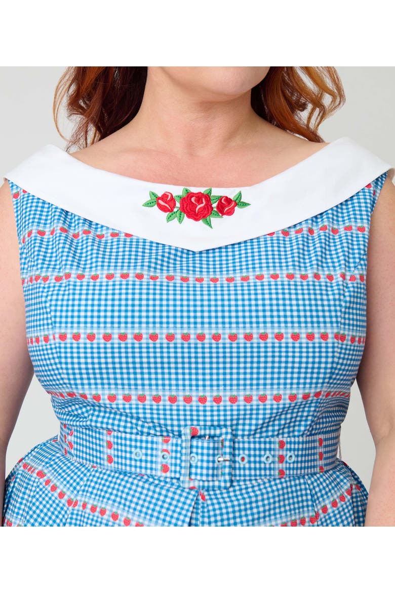 Plus Size 1960s Dancing Doll Swing Dress, Alternate, color, Blue Gingham