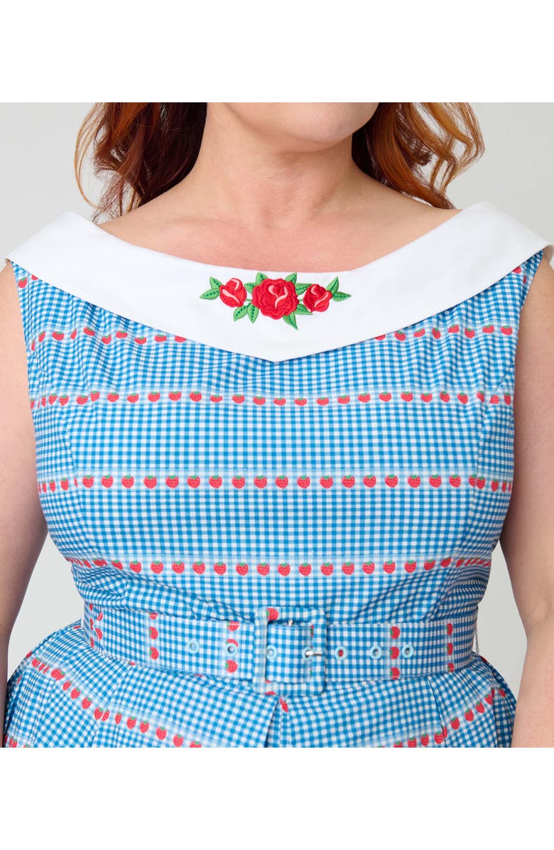 Unique Vintage Plus Size 1960s Dancing Doll Swing Dress, Alternate, color, Blue Gingham