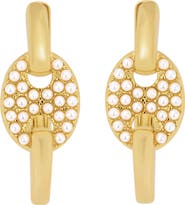 ATHRA LUXE Modern Muse Faux Pearl Mariner Huggie Hoop Earrings