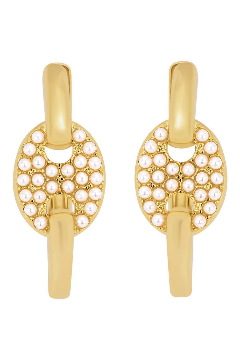 Modern Muse Faux Pearl Mariner Huggie Hoop Earrings video