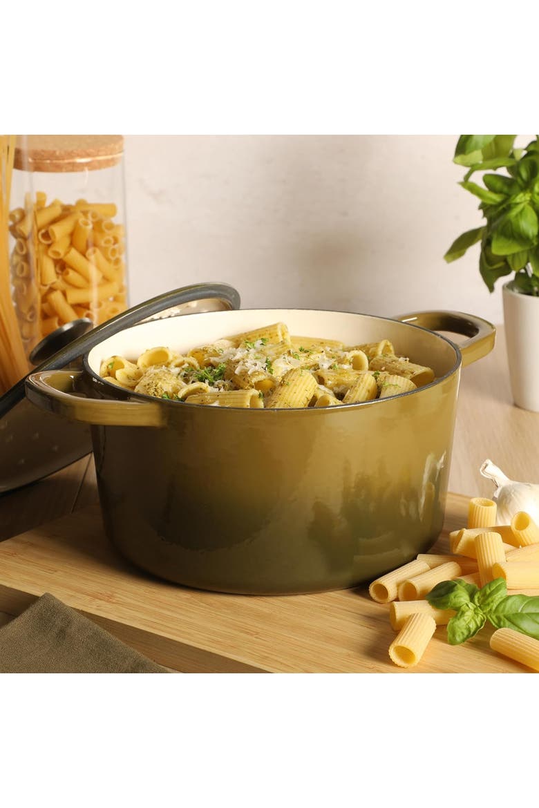 5 Quart Enameled Cast Iron Dutch Oven with Lid in Sage, Alternate, color, Green