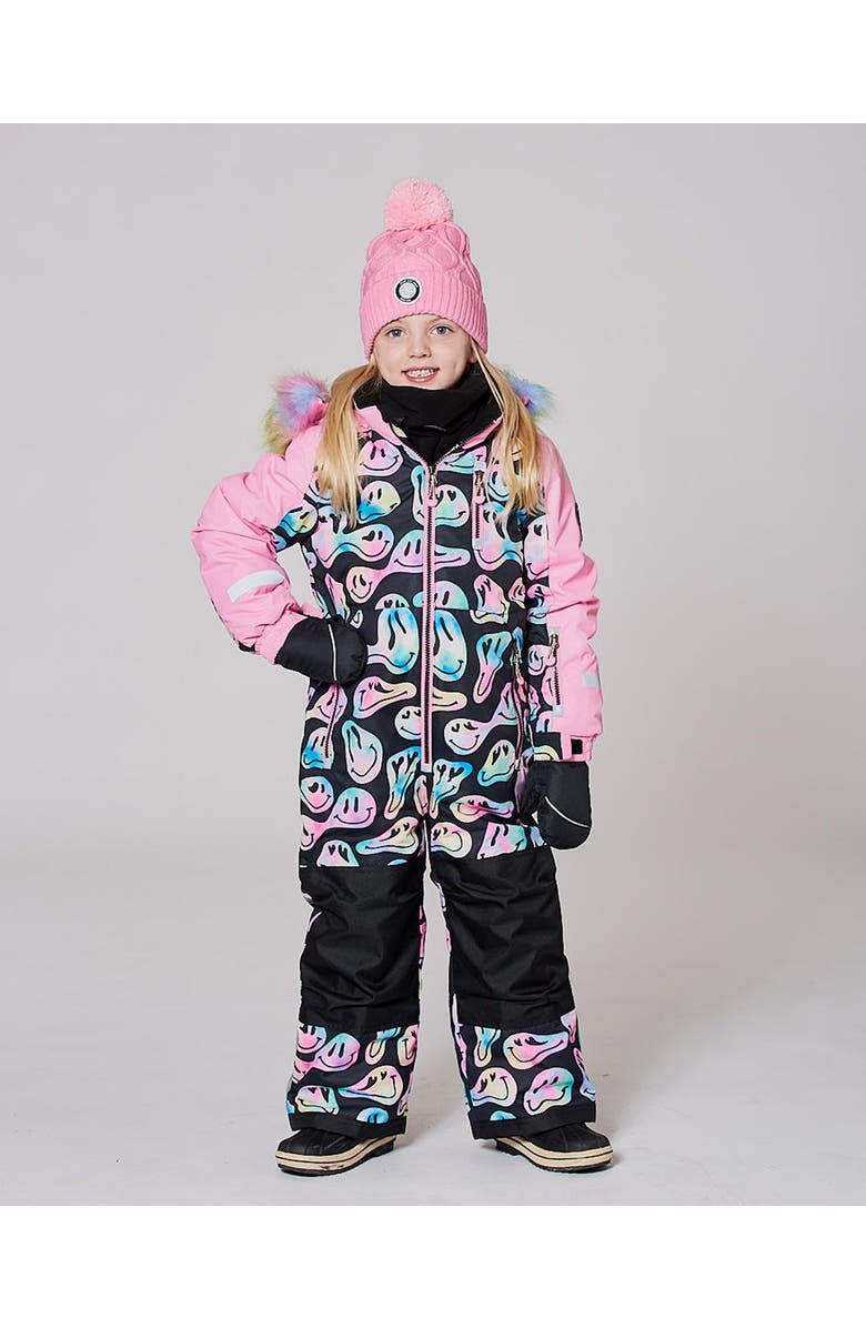 Deux par Deux One-Piece Play Snowsuit, Main, color, Smiley Face Girl