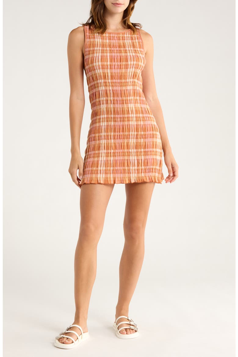 Check Me Out Sleeveless Smocked Minidress, Main, color, SUNBURNT