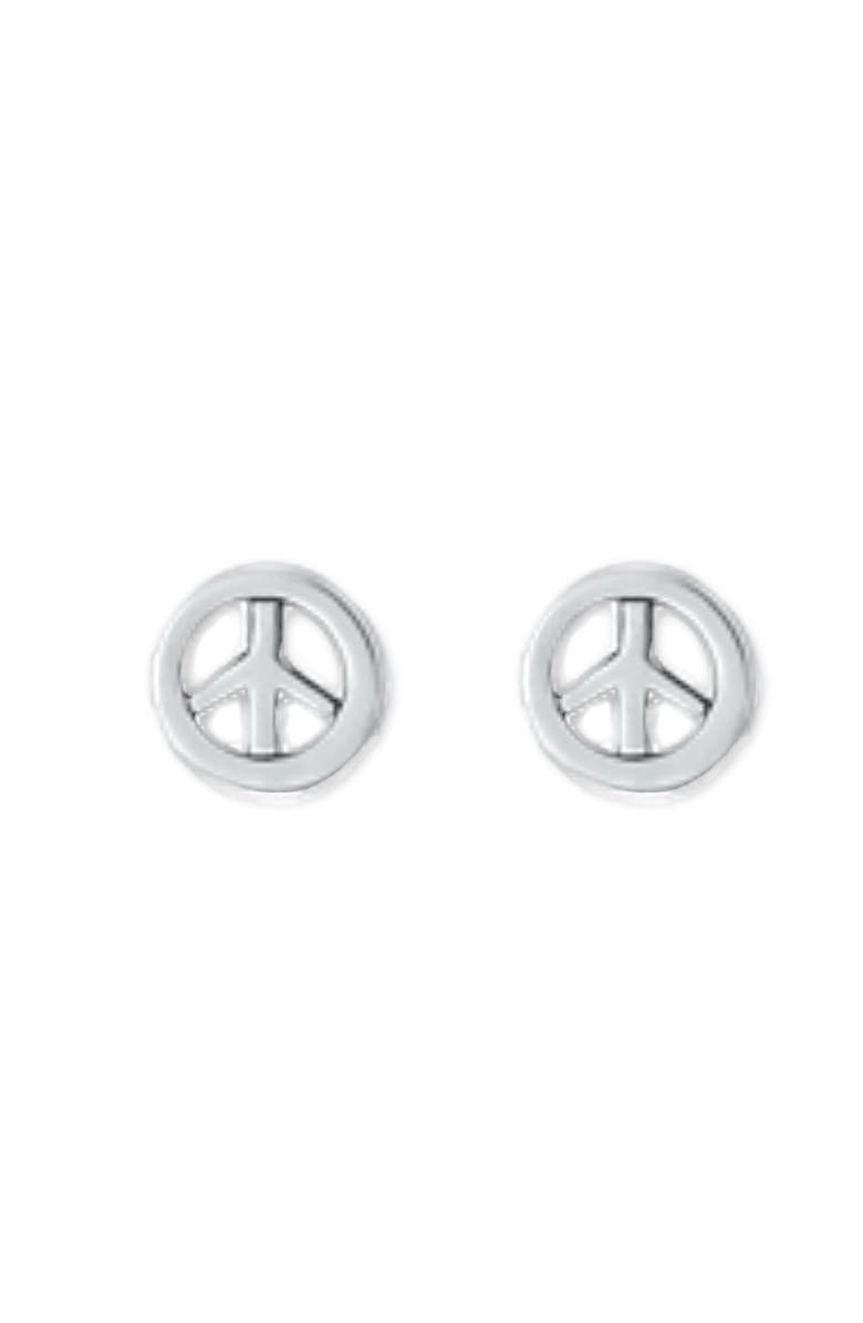 Little Miss Zoe Kids' Sterling Silver Peace Stud Earrings in Gift Bottle, Alternate, color, Silver