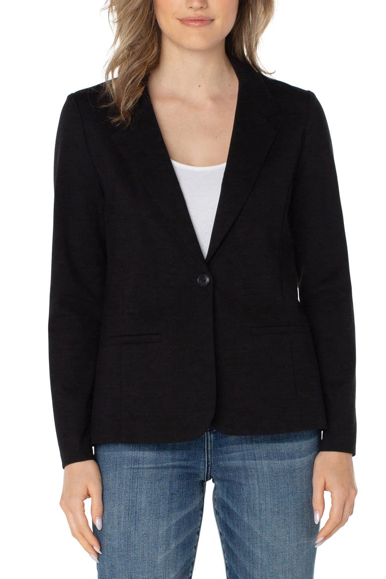 Fitted Knit Blazer, Alternate, color, BLACK