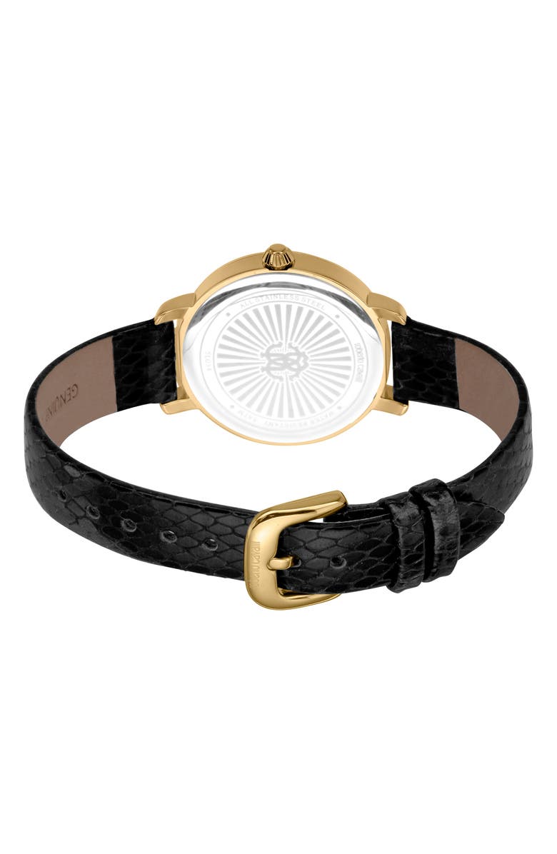 Roberto Cavalli Quartz Leather Strap Watch, 32mm, Alternate, color, 
