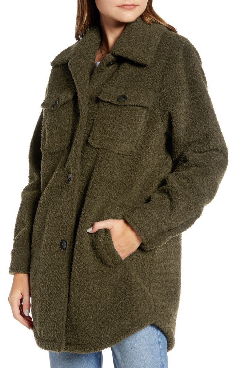 Something Navy Berber Faux Fur Shirt Jacket, Alternate, color,