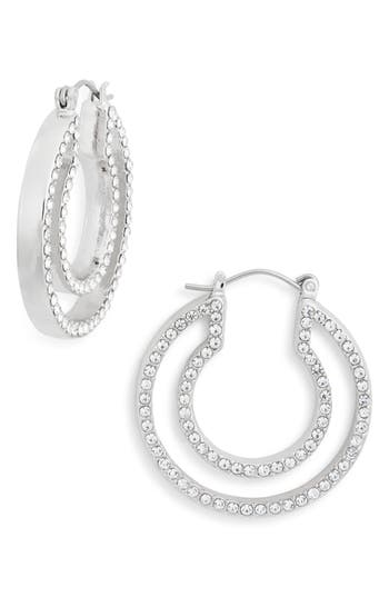 Vince Camuto Cubic Zirconia Pavé Edge Hoop Earrings In Silvertone